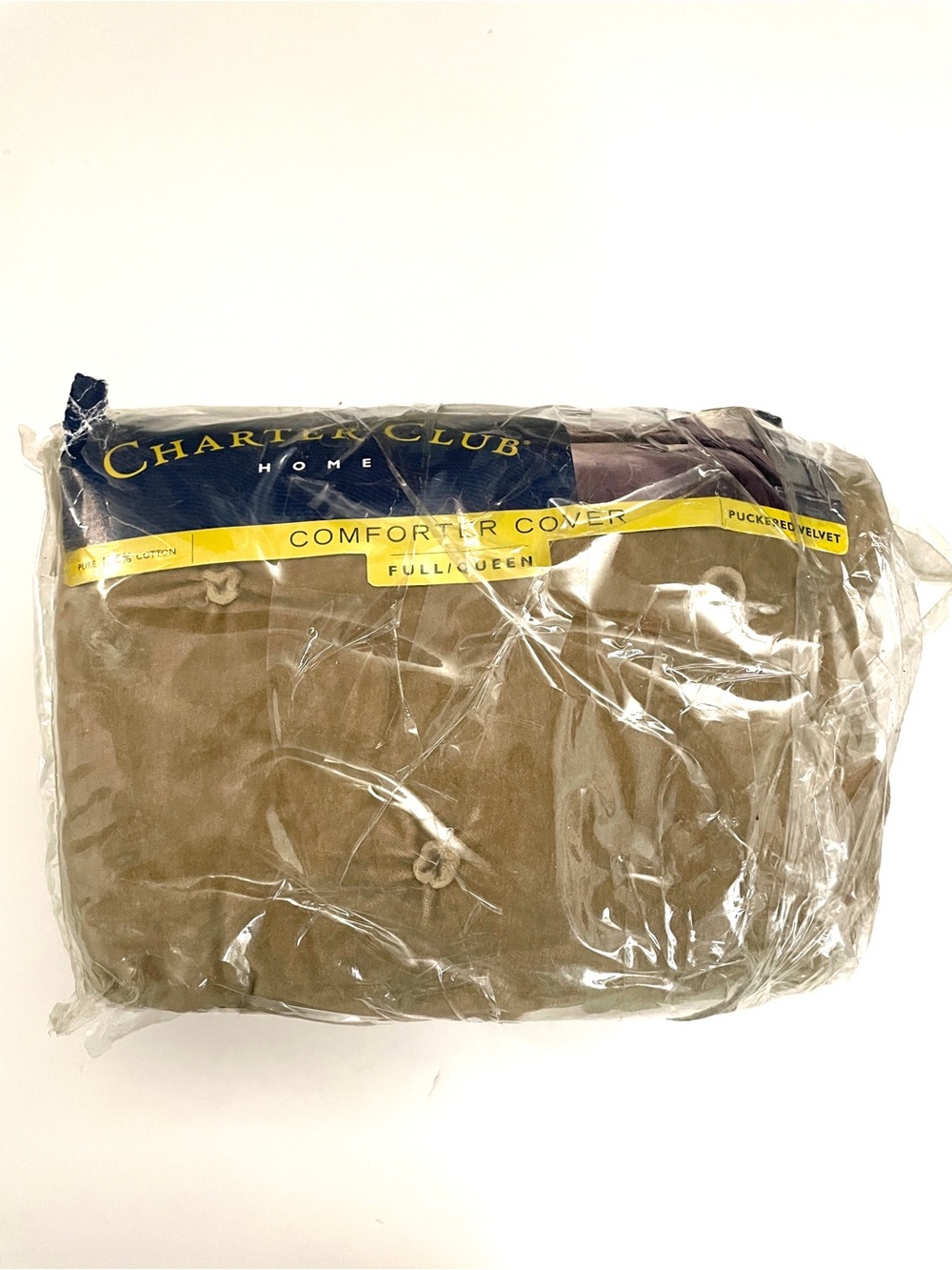 Vintage Charter Club Puckered Velvet Duvet Cover, Coffee, Full/Queen